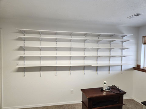 RUBBERMAID WALL MOUNTED WOOD SHELVING