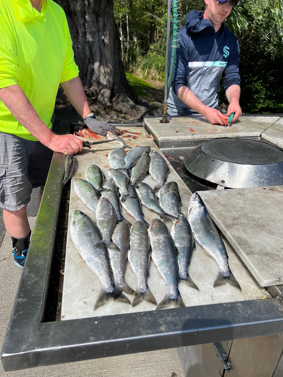 taken at the cleaning station with a great catch of kokanee.