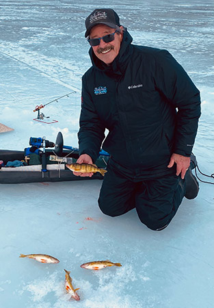 Dave Graybill ice fishing at Fish Lake, February 2022