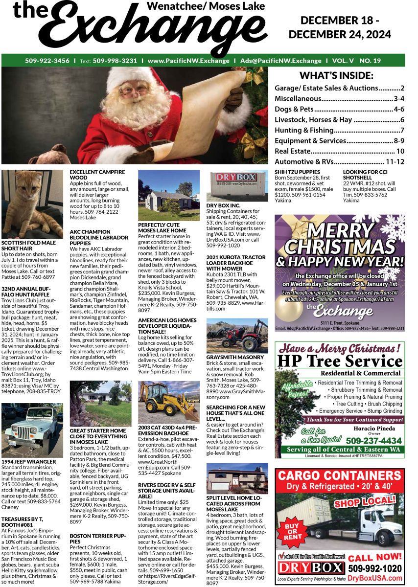 Front Cover of the Wenatchee/Moses Lake edition of the Exchange